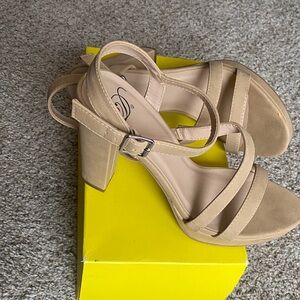 Chic Beige Women's Block Heels